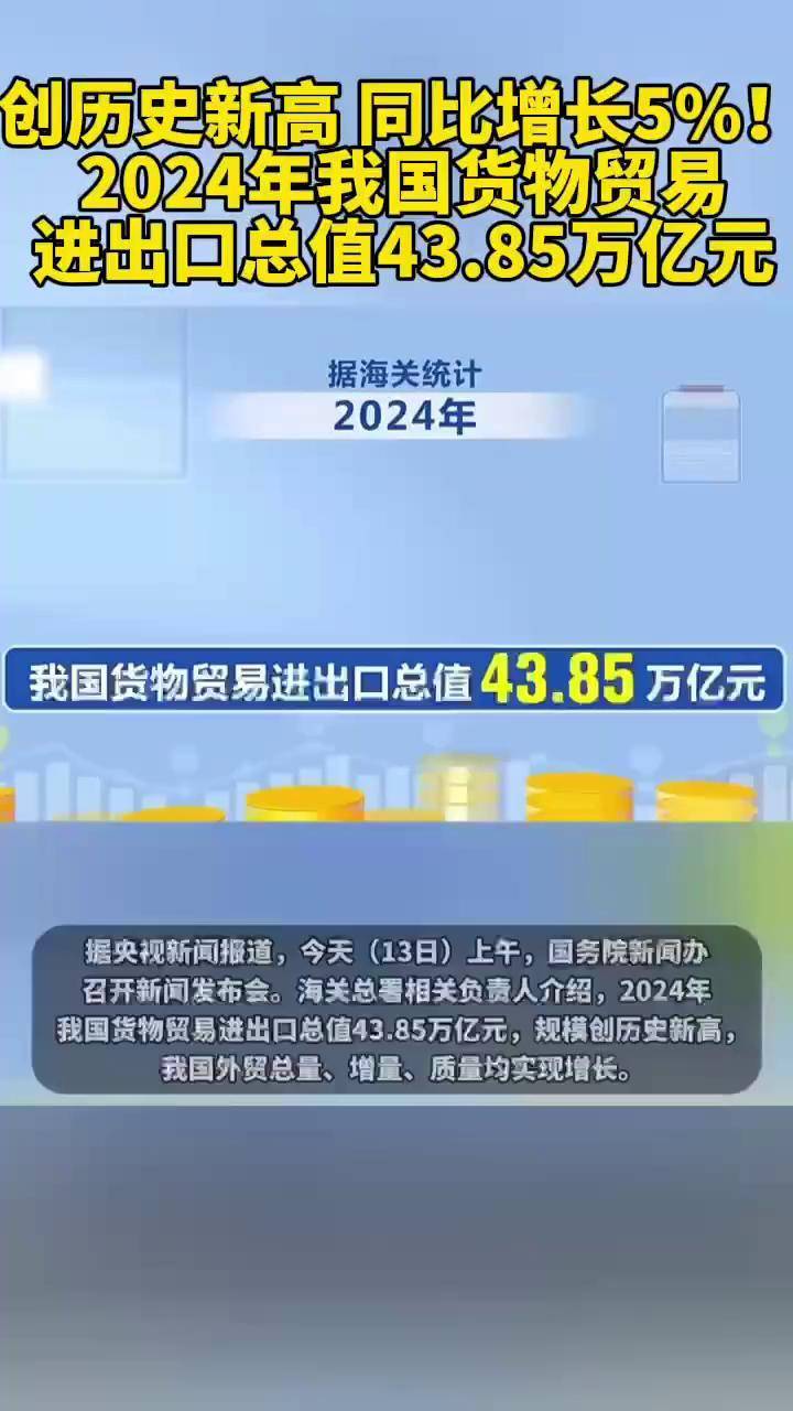 2024年我國貨物貿(mào)易進(jìn)出口總值達(dá)43.85萬億元